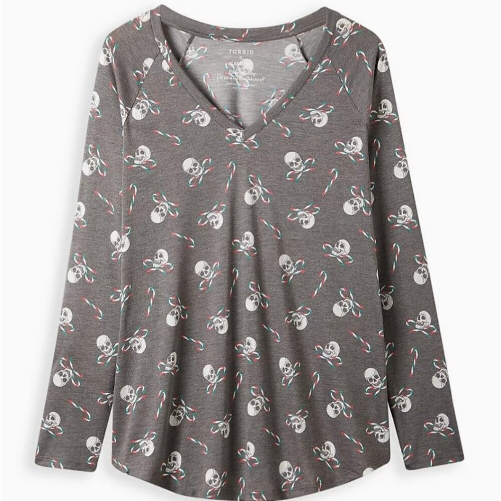 Torrid Skulls and Candy Canes long-sleeved shirt